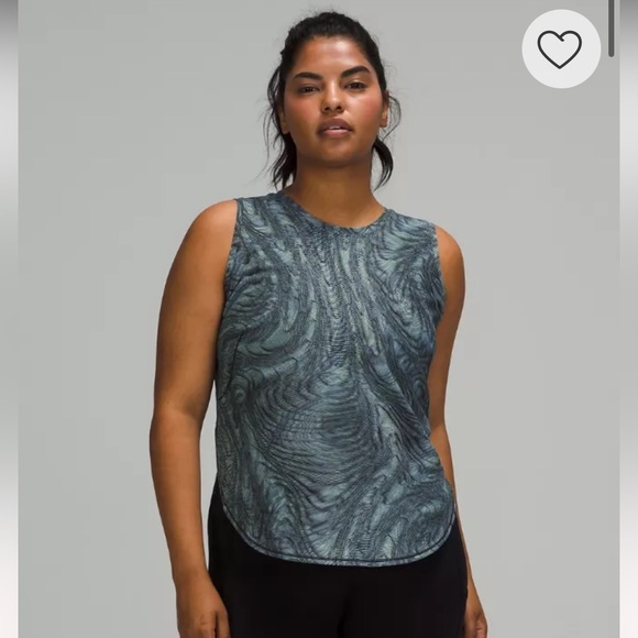 Lululemon High Neck Split Hem Run Tank Dimensional Icing Blue Multi 4 - Picture 1 of 10